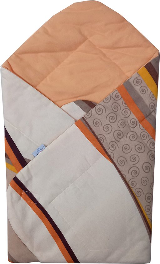 Babymatex - Wikkeldoek - omslagdoek baby - swaddle wrap - gevoerd - met klittebandsluiting - 80x80 cm - beige met meerdere kleuren