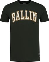 Ballin Amsterdam -  Heren Slim Fit   T-shirt  - Groen - Maat L