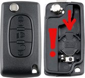 Citroen - klapsleutel behuizing - 3 knoppen - middelste knop lamp bediening - HU83 sleutelbaard met zijgroef - CE0536 met batterijhouder in de achterdeksel