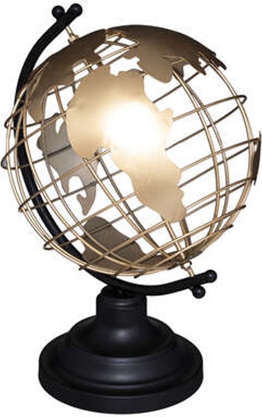 Decoratie Wereldbol op Voet H28 cm Goud