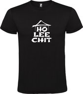 Zwart t-shirt met " Ho Lee Chit " print Wit size S