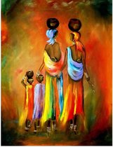 Diamond Painting Volwassenen - Afrikaanse vrouwen met kids - 50x70 cm - Compleet Hobbypakket - Volledig te beplakken