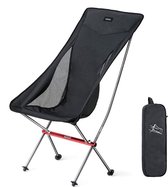 Outdoor Campingstoel - Zwart - Extra Lang - Opvouwbare Stoel Voor Buiten - Vouwstoel - Kampeerstoel - Lichtgewicht & Opvouwbaar
