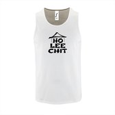 Witte TankTop met " Ho Lee Chit " print Zwart size L