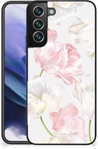 Back Case TPU Siliconen Hoesje Samsung Galaxy S22 Pro GSM Hoesje met Zwarte rand Mooie Bloemen