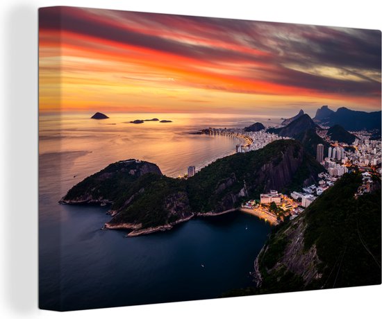 Canvas Schilderij Rio de Janeiro bij zonsondergang - 120x80 cm - Wanddecoratie