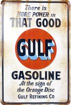 Metalen Wandbord Gulf Gasoline Retro - Reliëf - 20 x 30 cm