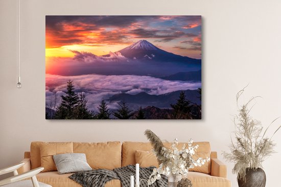 Tableau sur toile Montagnes dans la brume - 180x120 cm - Décoration murale XXL