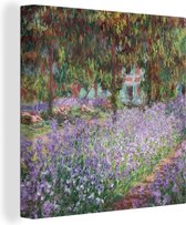 Canvas Schilderij De tuin van de kunstenaar te Giverny - Schilderij van Claude Monet - 90x90 cm - Wanddecoratie