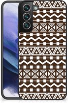 Telefoon Hoesje Geschikt voor Samsung Galaxy S22 Pro Leuk TPU Backcase met Zwarte rand Aztec Brown