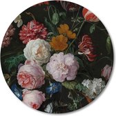 Muurcirkel van Het Stilleven met bloemen in een glazen vaas van Jan Davidsz