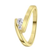 Lucardi Dames Goldplated ring met zirkonia - Ring - Cadeau - Moederdag - Echt Zilver - Goudkleurig