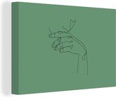 Canvas Schilderij Hand - Gezicht - Line art - 30x20 cm - Wanddecoratie