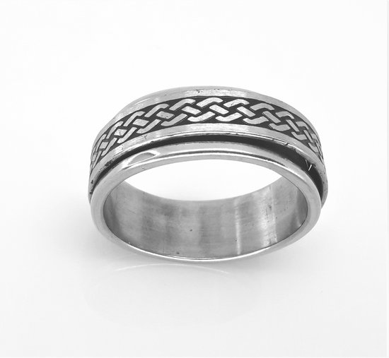 RVS – Ring - Stress - celtic tattoo band - maat 18. 2 losse ring op elkaar die je mee kan draaien - ook wel stress ring genoemd) ring is zowel geschikt voor dame of heer en als duimring.