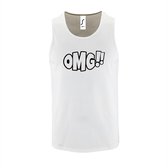 Witte Tanktop sportshirt met "OMG!' (O my God)" Print Zwart Size XXL