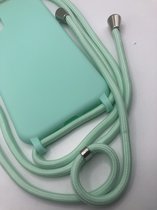 Hoogwaardige Siliconen Backcover met Koord - Geschikt voor iPhone 6/7/8/ SE 2020 - Premium Kwaliteit TPU Siliconen backcover - Turquoise (Geen Plus Versie)