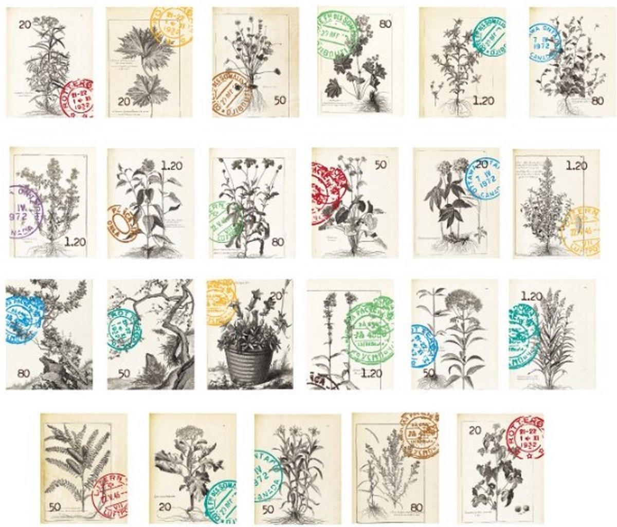 46 Stickers Botanicum - Thema Botanische Postzegel Met Stempel - E090 - Stickerdoosje - Voor Scrapbook Of  Bullet Journal - Agenda Stickers - Decoratie Stickers — afbeelding 7