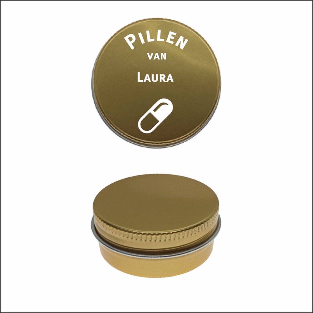 Pillen Blikje Met Naam Gravering - Laura