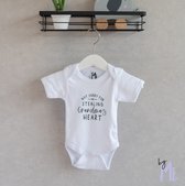 ByMi| Romper "Not sorry for stealing Grandma's heart" maat 56 | aankondiging | zwangerschap | kraam cadeau | zwanger | Valentijnsdag | Gepersonaliseerd