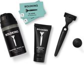 Boldking The Start Pack XL voor gevoelige huid - houder + 2x4 mesjes + Foaming Shave Gel + Aftershave Cream
