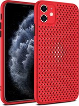 Smartphonica iPhone 11 siliconen hoesje met gaatjes - Rood / Back Cover