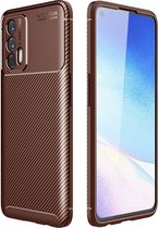 Realme GT Hoesje - Mobigear - Racing Serie - TPU Backcover - Bruin - Hoesje Geschikt Voor Realme GT