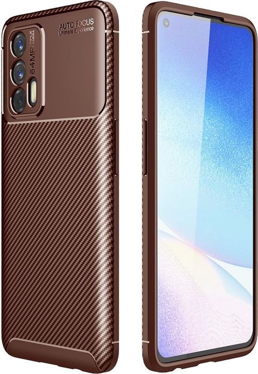 Mobigear Hoesje geschikt voor Realme GT Telefoonhoesje Flexibel TPU | Mobigear Racing Backcover | GT Case | Back Cover - Bruin