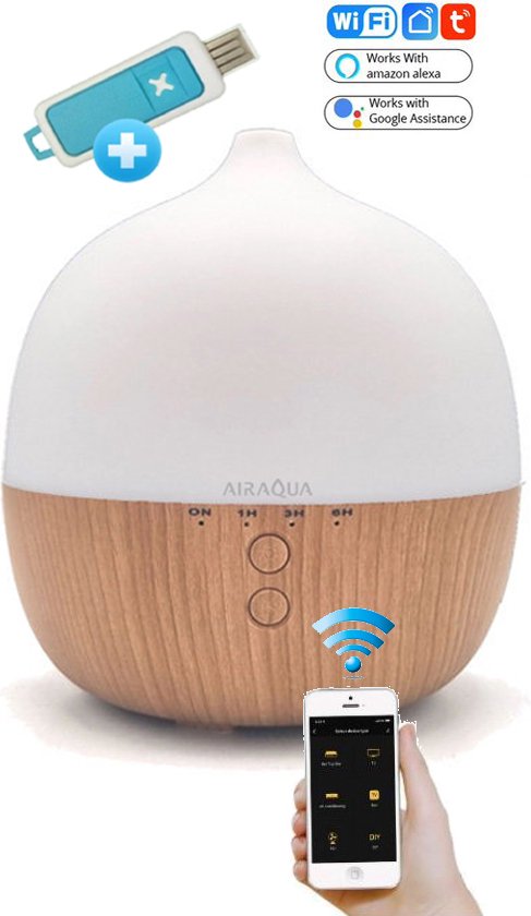 AirAqua Chestnut Amore - aroma diffuser - 300ml - APPcontrol + Ambiancelight + Timer [incl. AromaGo]