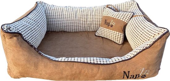 NapZZZ Hondenmand met kussen Beige Maat M: 90x70 cm