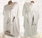 Trendy katoenen zomershirt met capuchon made in Italy kleur wit maat 52 54 56