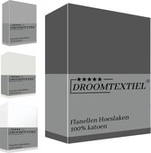 Droomtextiel Flanellen laken Grijs - Eenpersoons 150x250 cm - 100% Katoen - Heerlijk Warm - Super Zacht -