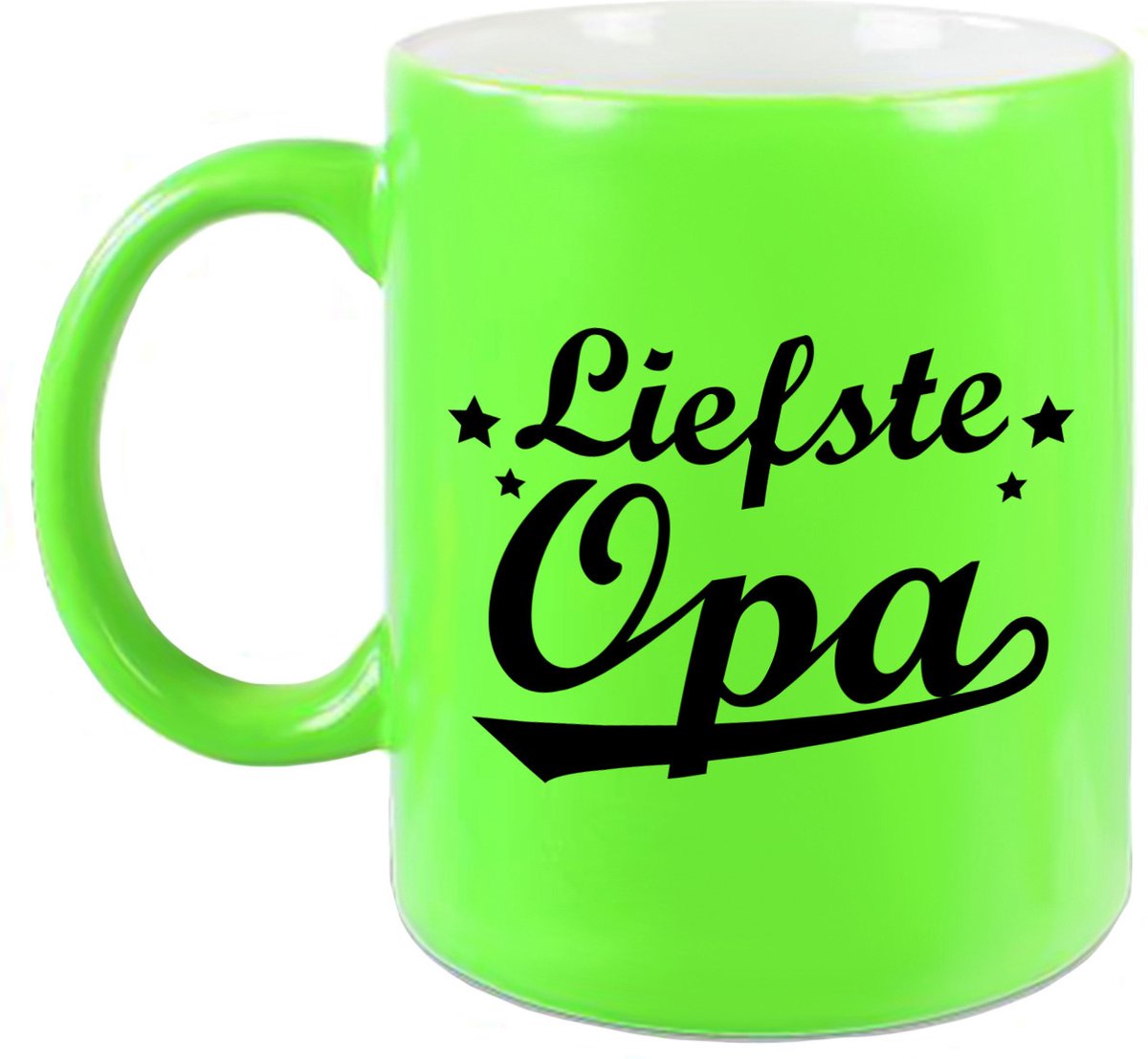 Liefste opa tekst cadeau mok / beker - 330 ml - neon groen - kado koffiemok / theebeker
