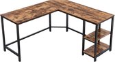 Comity™Bureautafel - Hoekbureau - Computerbureau - Bureaus -L-vormig - Laptop tafel - Hout/Metaal - Bruin/Zwart - Industrieel - 138x138x75