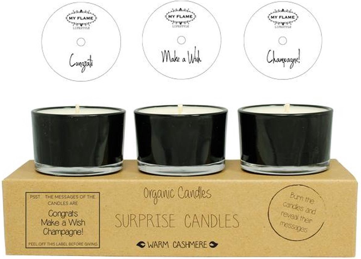 Surprise kaarsen - Congrats - Wish - Champagne - Geur: Warm Cashmere