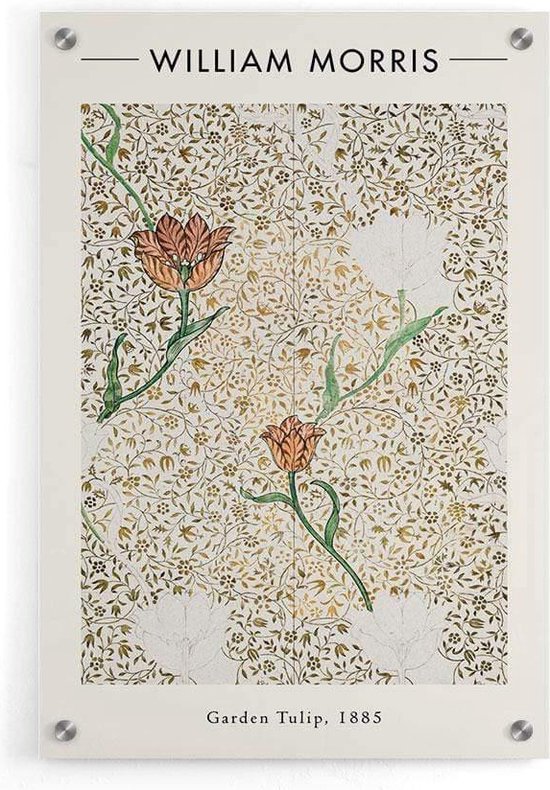 Walljar - William Morris - Garden Tulip - Muurdecoratie - Acrylglas schilderij - 150 x 225 cm