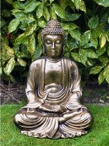 Boeddha geplooide rok 55 cm goudkleur 55 cm hoog - polyester - polyresin - polystone - hoogkwalitatieve kunststof - decoratiefiguur - interieur - accessoire - voor binnen - voor buiten - cade