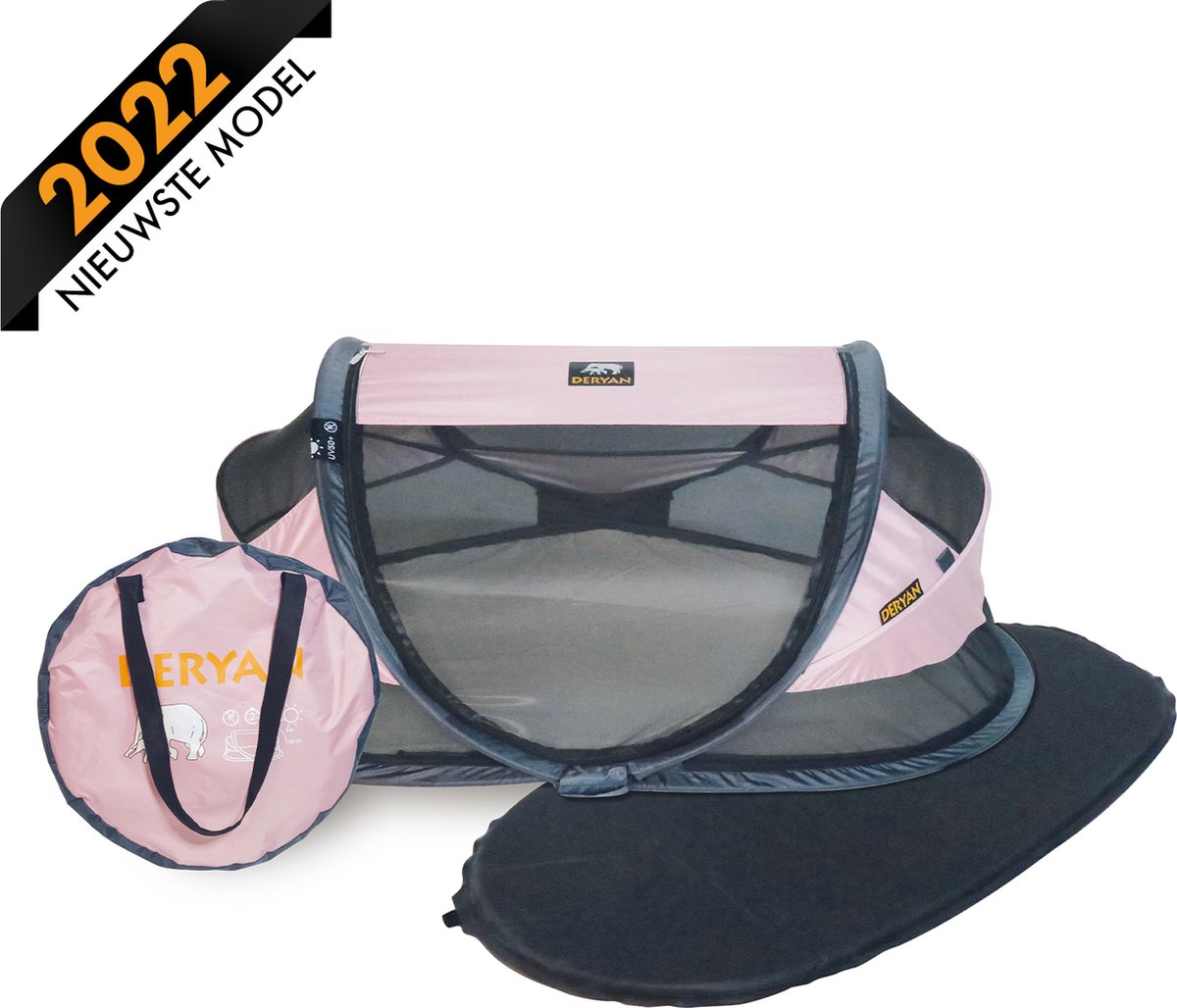 Deryan Baby Luxe Reisbed Met Matras - Pop Up Babytent Vanaf Geboorte Tot 2,5 Jaar - Incl. Klamboe & Reistas - Zwart