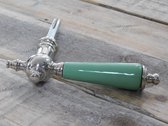 Deurklink Bright Nickel - pastelgroene keramisch handvat, inclusief doorn 8 mm.