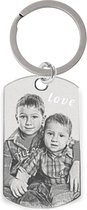 Sleutelhanger Dogtag met Foto en Tekst - RVS - Zilverkleurig