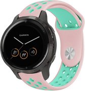 Siliconen Smartwatch bandje - Geschikt voor  Garmin Vivoactive 4s sport band - 40mm - roze/aqua - Strap-it Horlogeband / Polsband / Armband