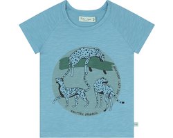 Smitten Organic - 'Leap of leopard lying at acacia tree' Blauw T-shirt met korte mouwen