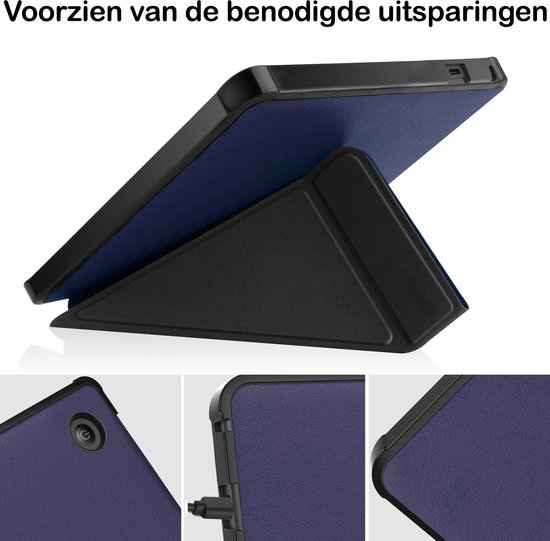 Hoesje Geschikt voor Kobo Sage Hoesje Luxe Bescherm Case Trifold - Hoes Geschikt voor Kobo Sage Hoes Book Cover - Donkerblauw van Hoesje  — afbeelding 3