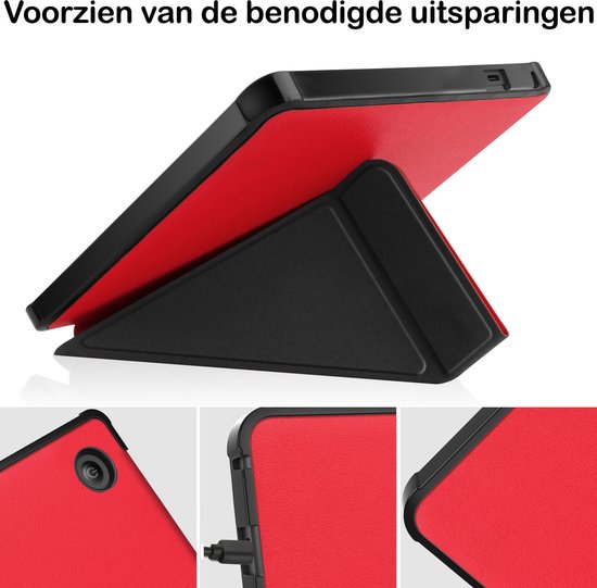 Hoesje Geschikt voor Kobo Sage Hoesje Luxe Bescherm Case Trifold - Hoes Geschikt voor Kobo Sage Hoes Book Cover - Rood van Hoesje  — afbeelding 3