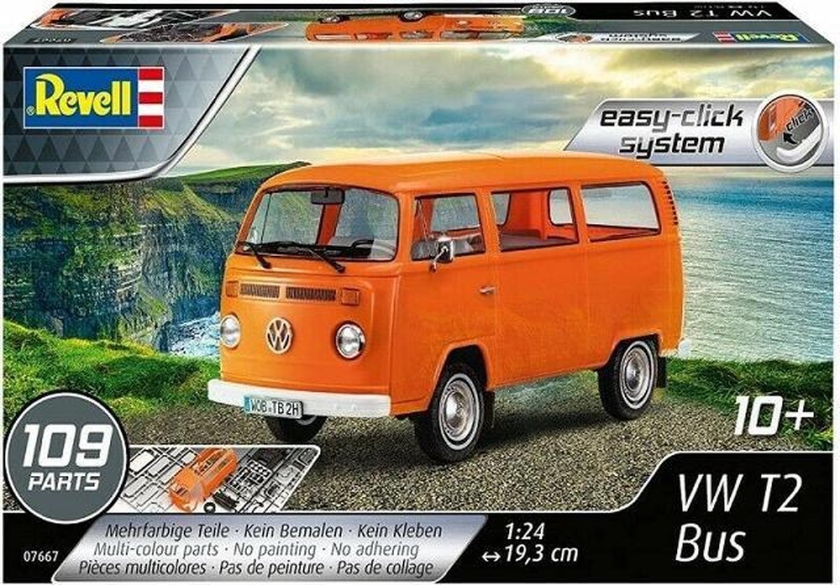 Afbeelding van product 1:24 Revell 07667 Volkswagen VW T2 Bus - Easy Click System Plastic kit