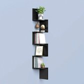 Polaza Home® Wandplank - Multifunctione ZigZag wandrek - Wandrek - Wandplankhout - Boekenplank - Boekenrek - 5 Lagen - Zwart