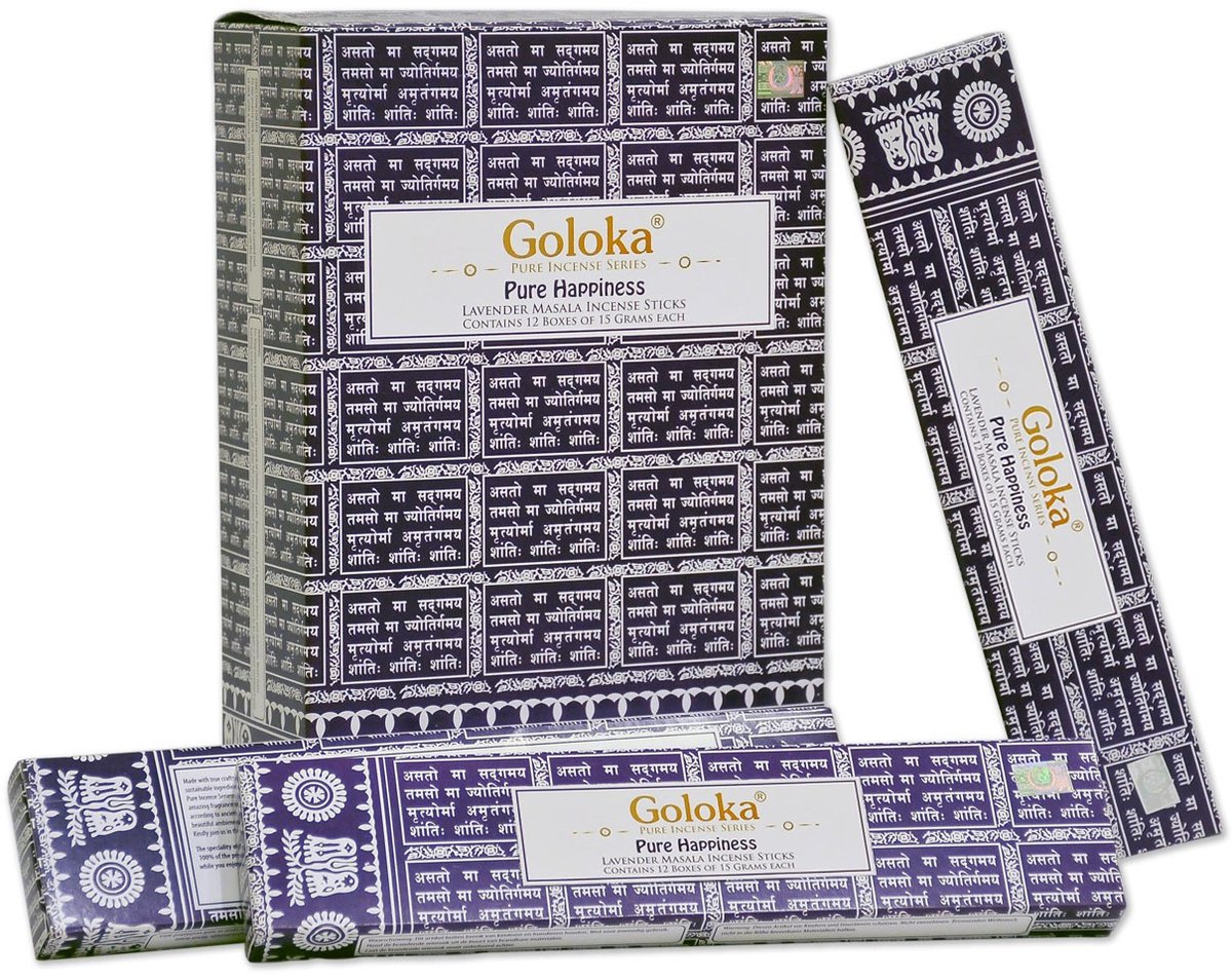 Goloka - pure happiness - lavendel - wierook - doos 12 pakjes
