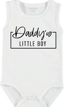 Baby Rompertje met tekst 'Daddy's little boy' | mouwloos l | wit zwart | maat 50/56 | cadeau | Kraamcadeau | Kraamkado