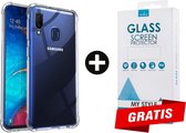 Crystal Backcase Transparant Shockproof Hoesje Samsung Galaxy A20e - Gratis Screen Protector - Telefoonhoesje - Smartphonehoesje