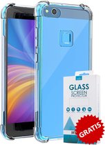 Crystal Backcase Transparant Shockproof Hoesje Huawei P10 Lite Transparant - Gratis Screen Protector - Telefoonhoesje - Smartphonehoesje