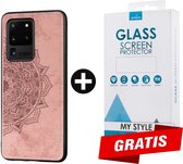 Backcover Fashion Mini Wallet Hoesje Samsung Galaxy S20 Ultra Roségoud - Gratis Screen Protector - Telefoonhoesje - Smartphonehoesje